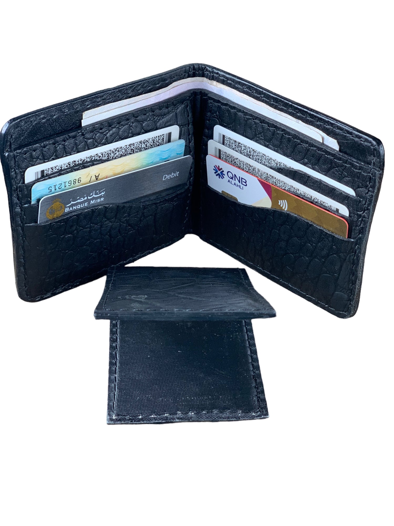 LEATHER WALLET - CROCODILE BLACK + Card Holder