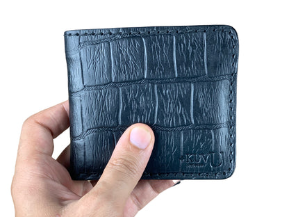 LEATHER WALLET - CROCODILE BLACK + Card Holder