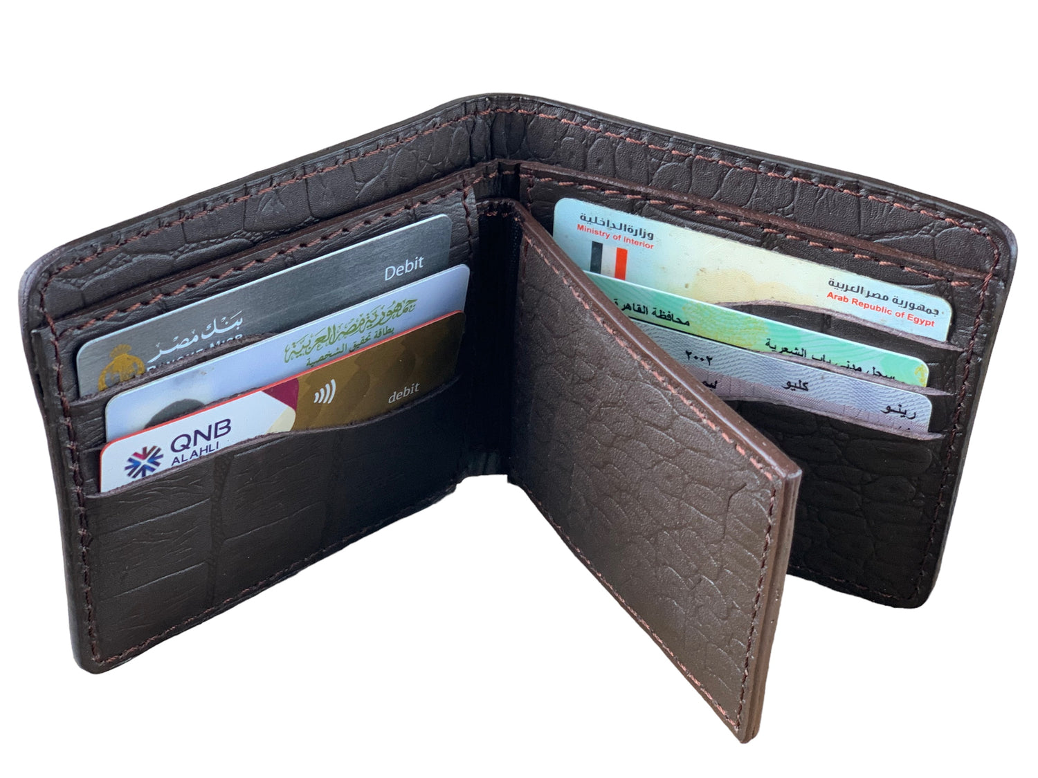 LEATHER WALLET - CROCODILE  Dark Brown + Card Holder