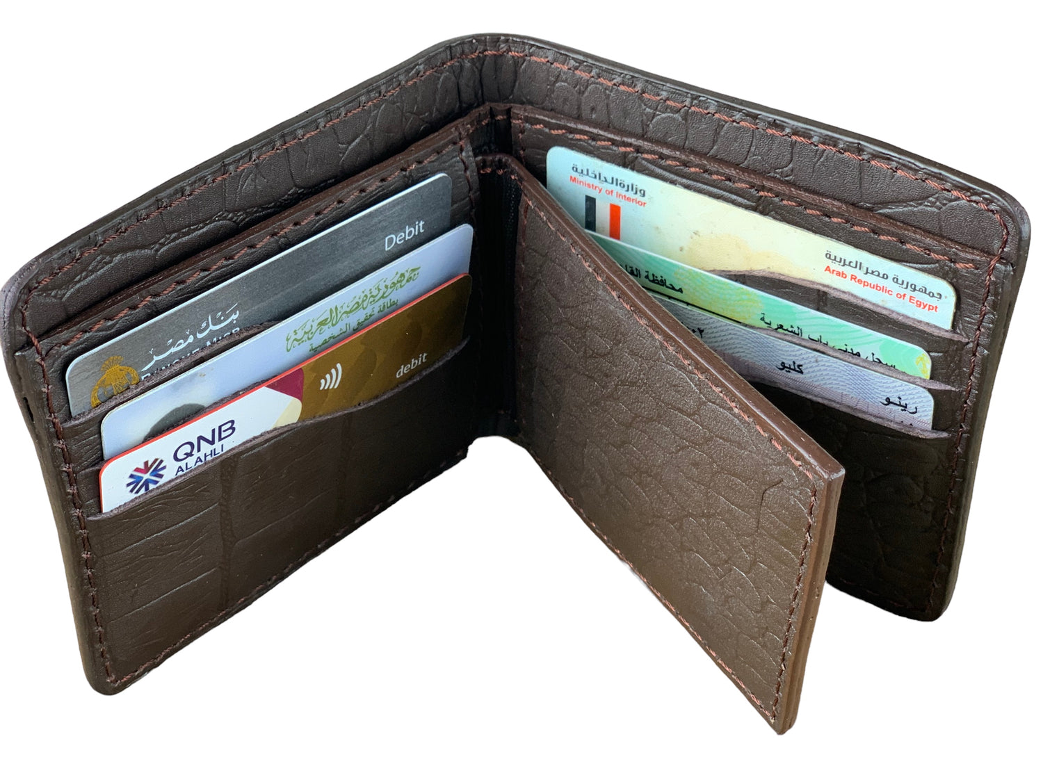 LEATHER WALLET - CROCODILE  Dark Brown + Card Holder