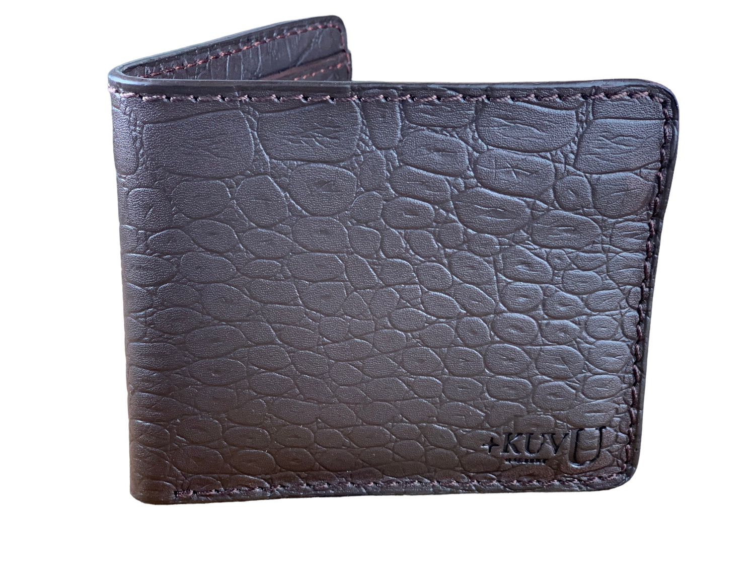 LEATHER WALLET - CROCODILE  Dark Brown + Card Holder